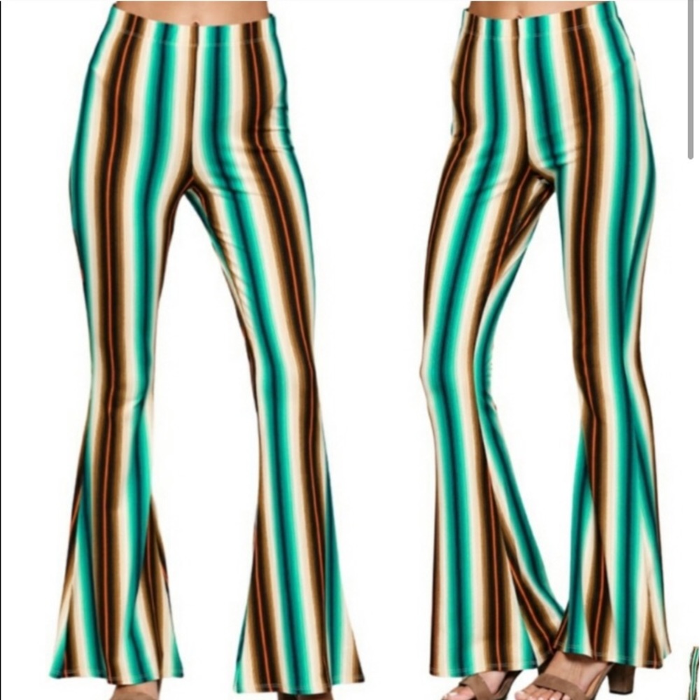 Boho flare striped pants